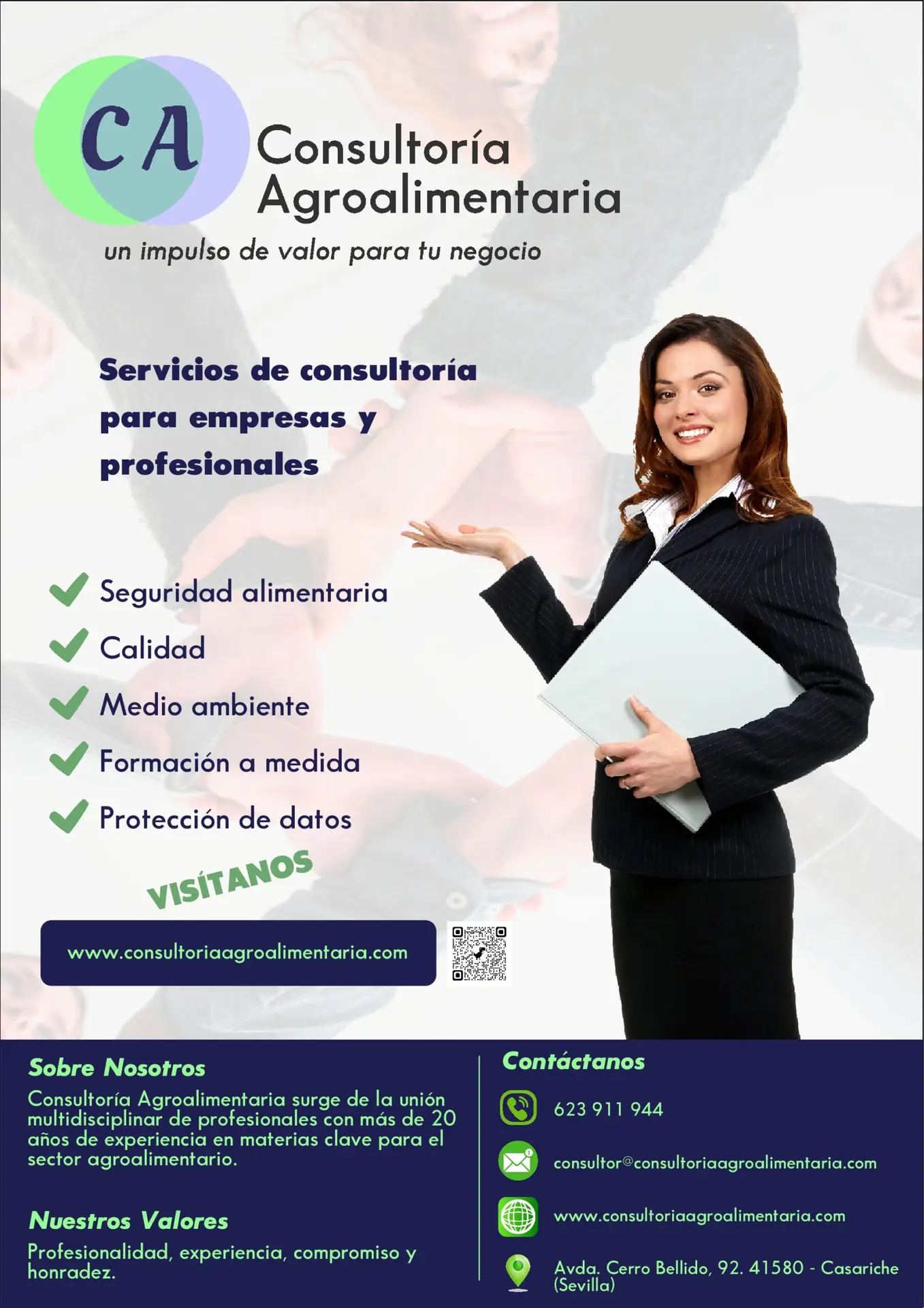 Folleto de presentación de servicios de consultoría agroalimentaria